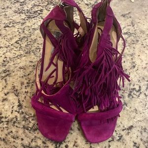 Women Purple Suede Fring Sandas By Steve Madden Size 10M/Women Open Toe Sandals